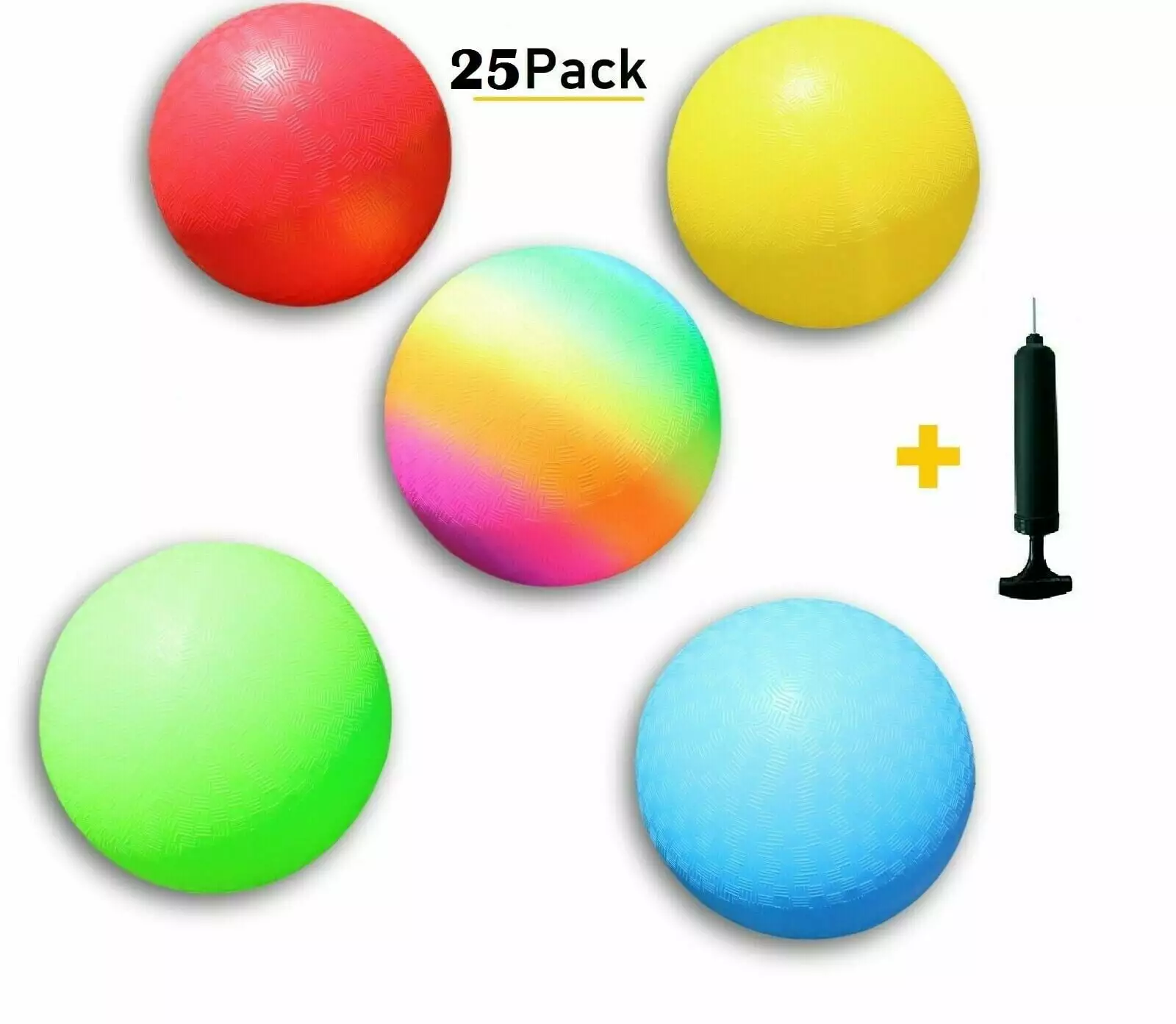 25 Pack! Playground Balls (Colors:Red.Blue.Green.Yellow.Rainbow)