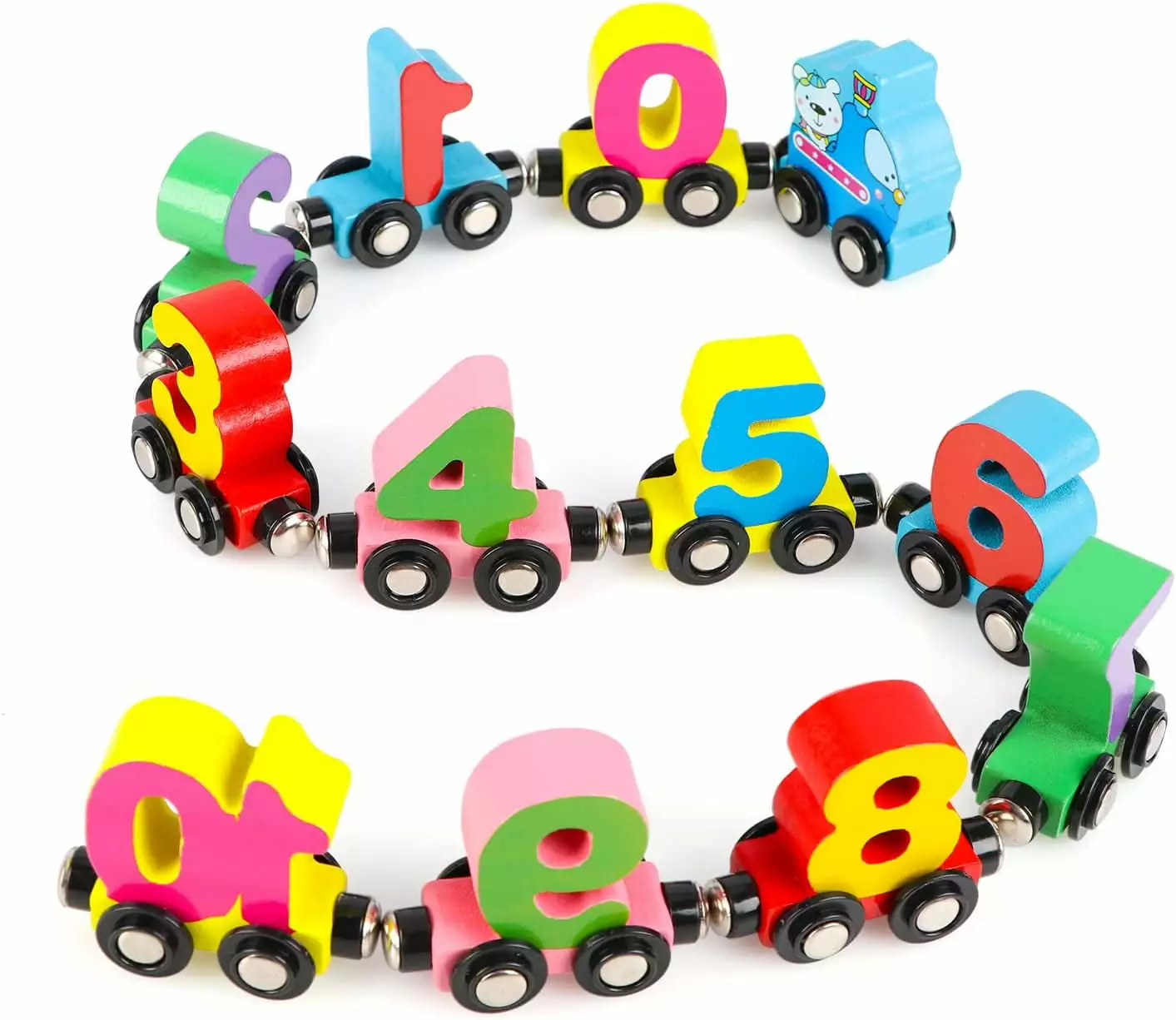 12PCS Train Toys for 2 3 4 Year Old. Wooden Train Set Toy for Toddler Boys Girls Christmas Train