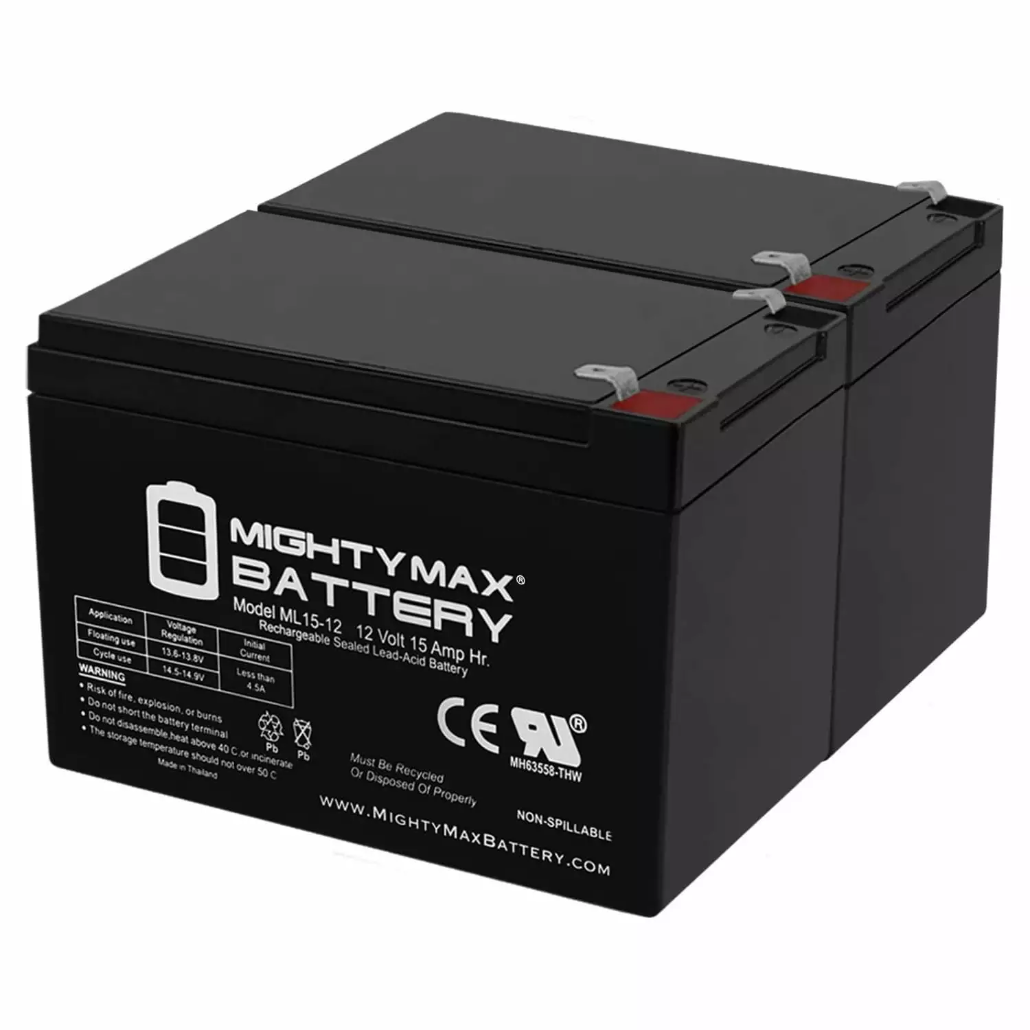 12V 15AH F2 Battery for Jetdek Whistler Electric Skateboard - 2 Pack