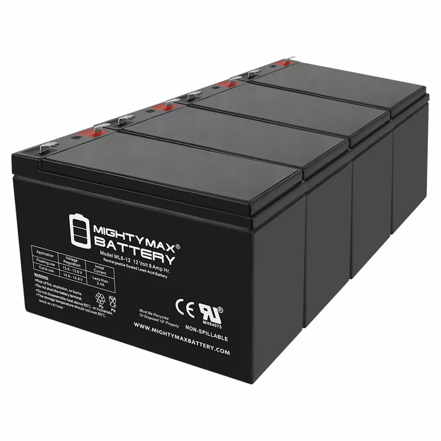 12V 8Ah Battery for Future 250 Electric Skateboard - 4 Pack