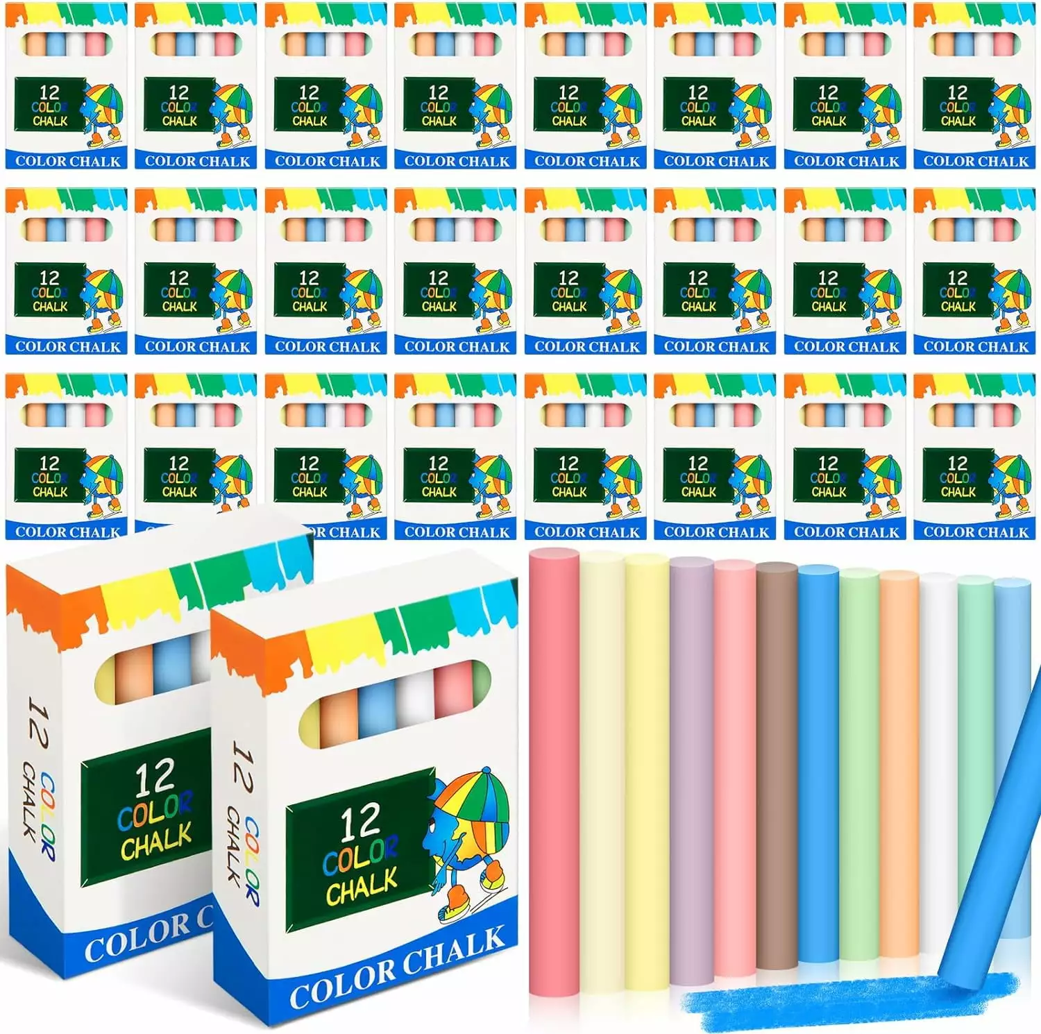 150 Boxes 3 Inch Sidewalk Chalk Bulk for Kids Chalkboard Chalk Dust Proof Boxes of Chalk Individual Pack Party Favor Chalks for Classroom School Art Supplies Outdoor Outside(Colorful)