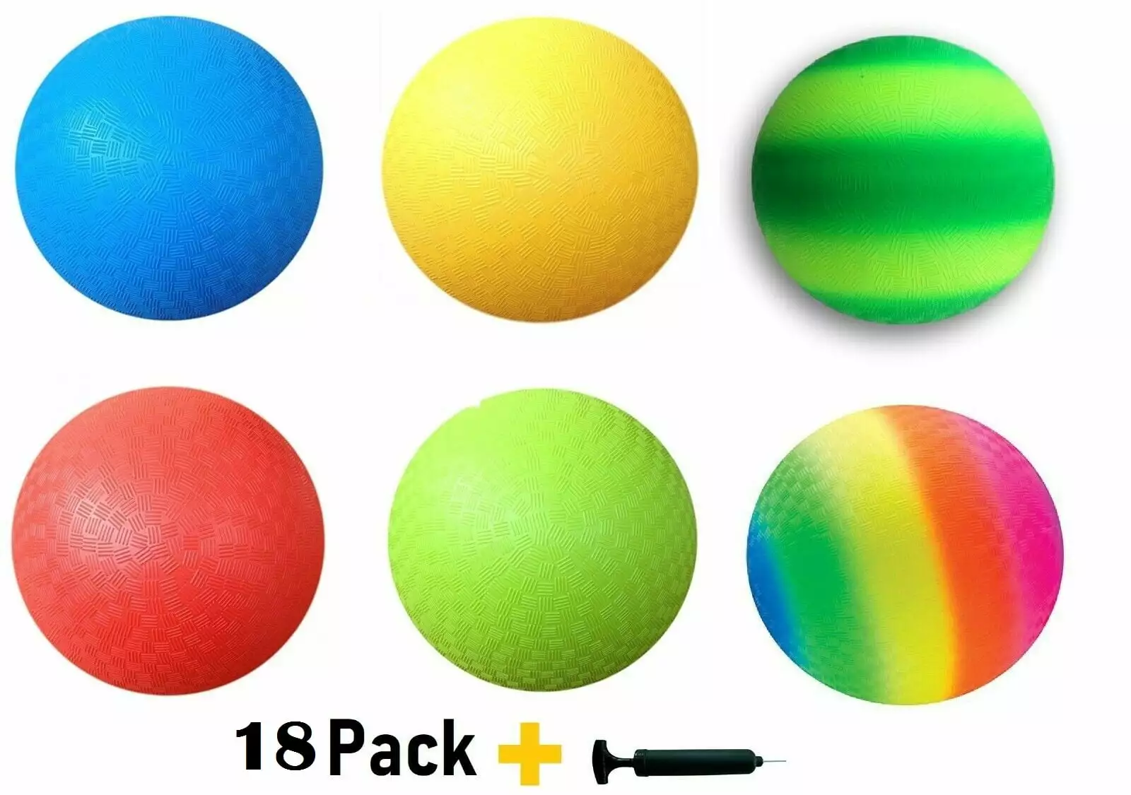 18 Pack Playground Balls (Red.Blue.Green.Yellow.Rainbow. Green/Swish