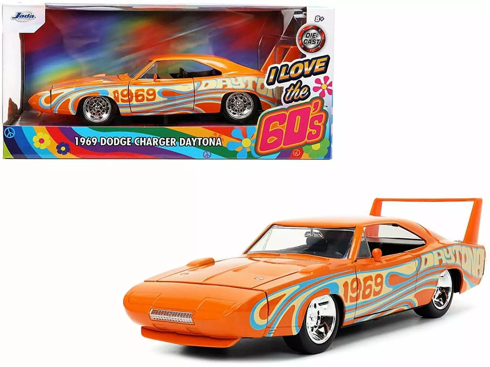 1969 Dodge Charger Daytona Orange Metallic with Graphics I Love the 1960's Series 1/24 Diecast Model Car by Jada