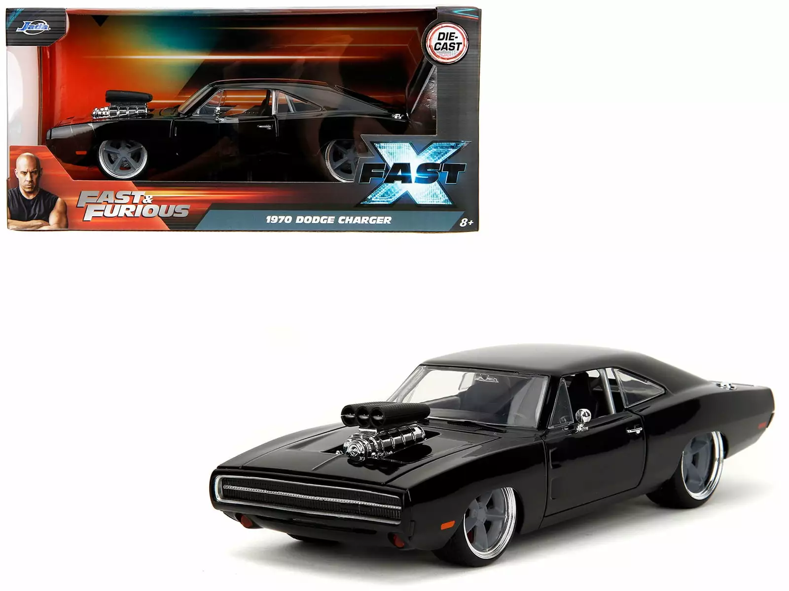 1970 Dodge Charger R/T Black Fast X (2023) Movie Fast & Furious Series 1/24 Diecast Model Car by Jada