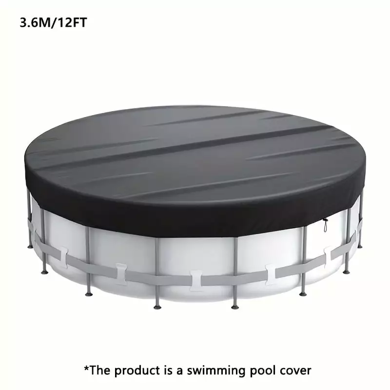 1pc Ultimate Foldable Round Pool Cover - Secure Drawstring. All-Weather Protection. UV & Dustproof. Snowproof for Underground & Trampolines - Enhanced Stability. Durable. Cold-Temperature Resistant