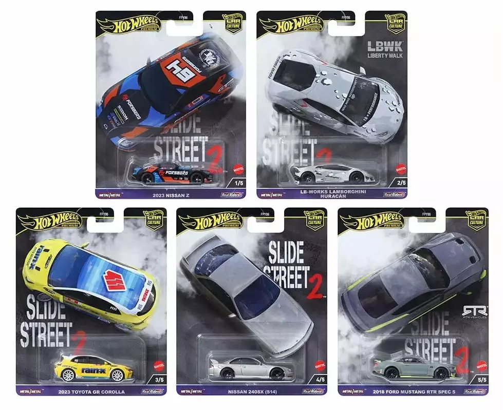 2024 Hot Wheels Premium Car Culture Slide Street 2 Set of 5. 1:64 Diecast Model Cars FPY86-959H