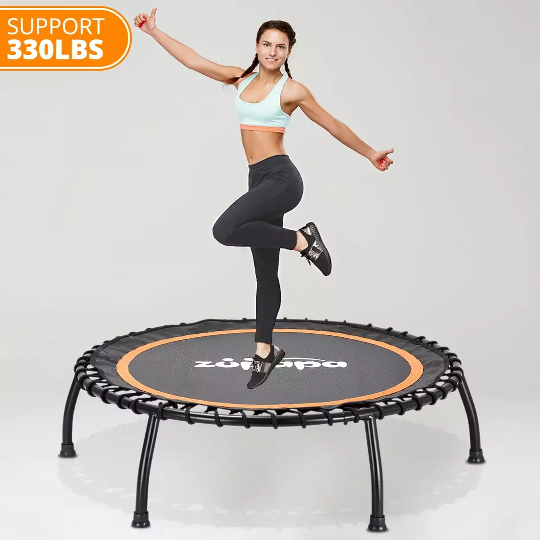 Zupapa 40-Inch rebounder for Adults and Kids. Mini Silent Fitness Trampoline for Indoor Outdoor Garden Workout Cardio Training. Max Load 330 lbs