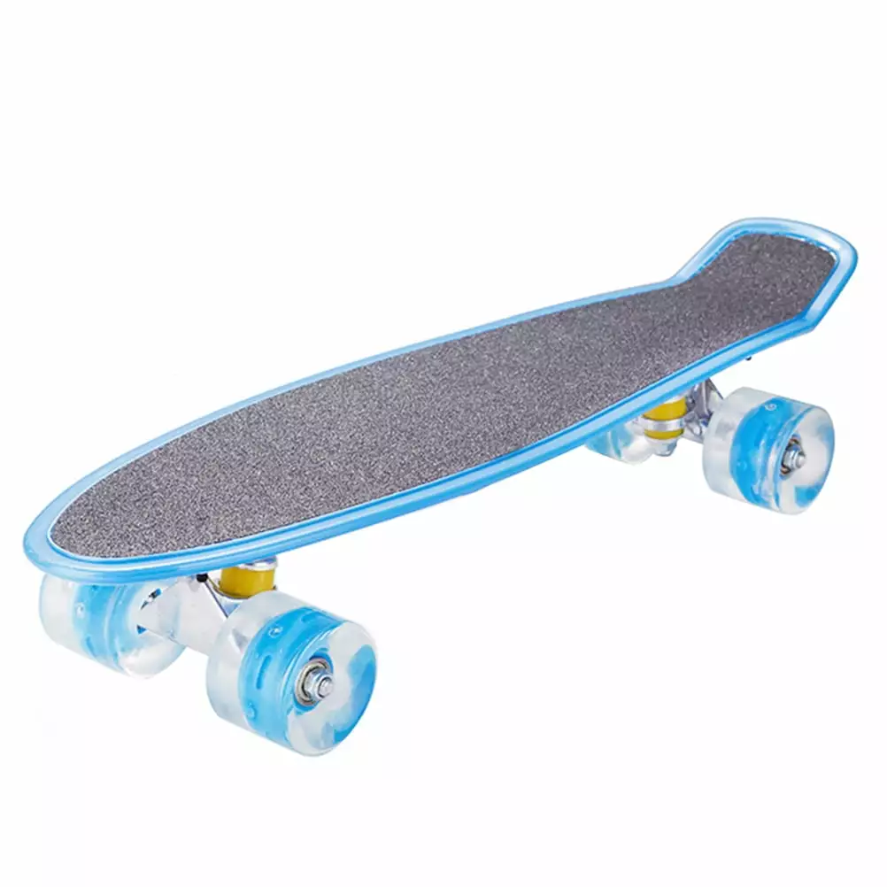 22 Inch Complete Cruiser Board Mini Cruiser Board Skateboards for Kids with Light Up High Rebound PU Wheels