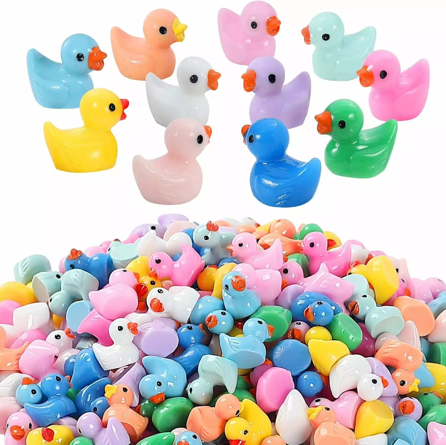 220pcs Tiny Ducks 11 Colors Little Duck Figures Mini Resin Ducks Plastic Small Miniature Ducks Bulk for Dollhouse Decor Micro Fairy Garden Landscape Aquarium Tiny Toys