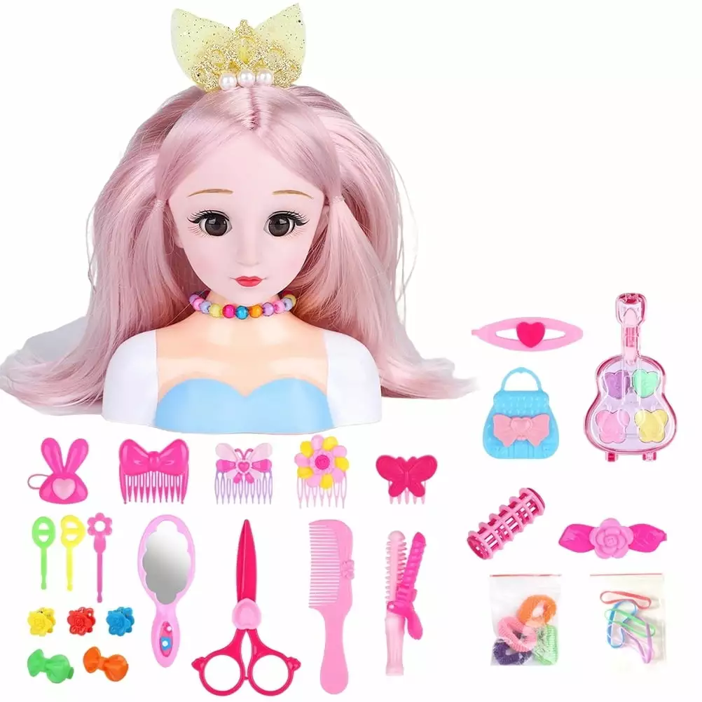 25Pcs Hairdressing Makeup Dolls Hair Styling Model Doll Head Styling Playset Toys Hair Accessories Playset for Girls Children