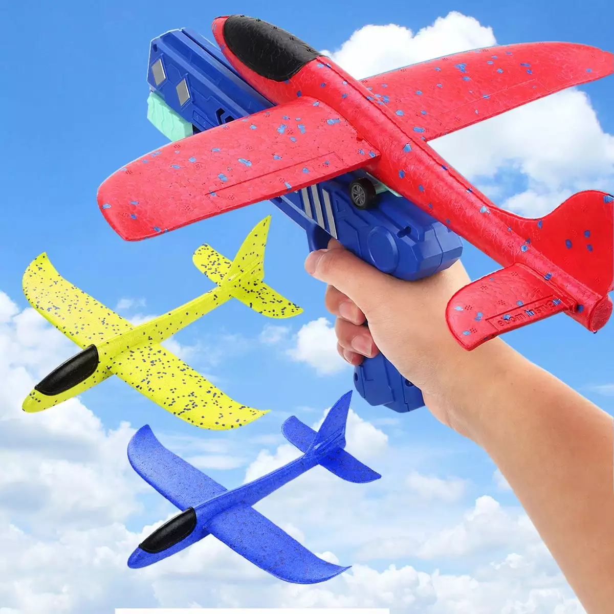 3 Pack Airplane Toys with Launcher. Kids Foam Glider Planes. Outdoor Flying Toys Xmas Gifts for 4 5 6 7 8 9 10 Year Old Boys Girls