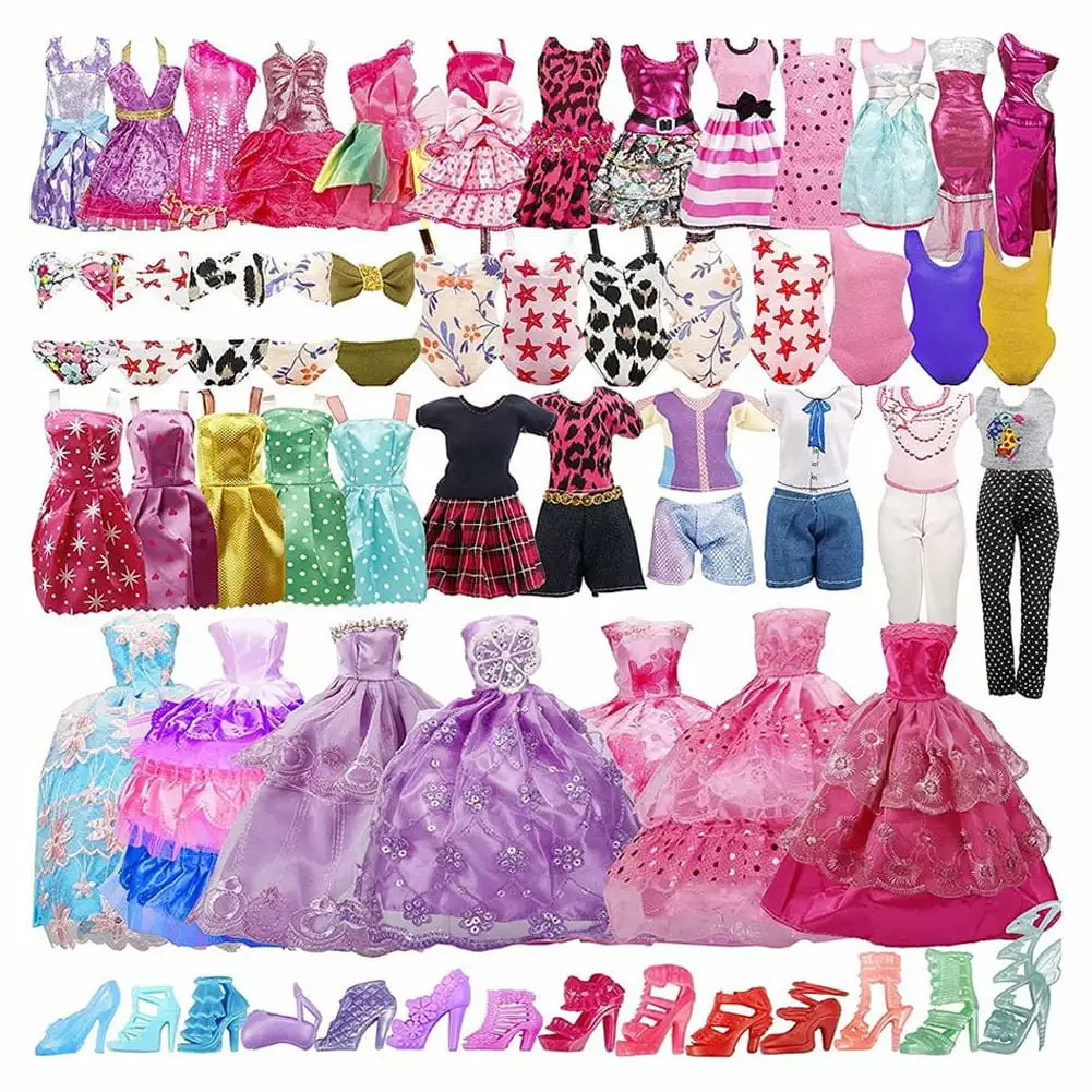 35pcs Doll Clothes High Heels Set Mini Doll Dressup Dress Props Random Style for Girls Gift Accessories