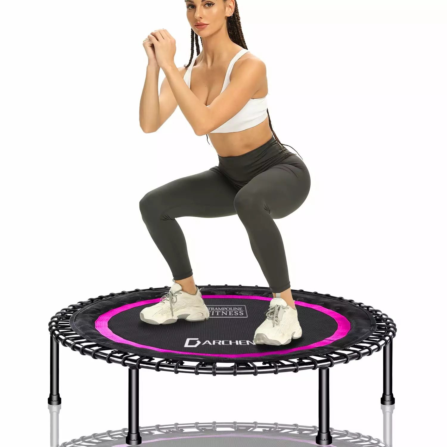 Darchen 450 lbs Mini Trampoline for Adults. Indoor Small Rebounder Exercise Trampoline for Workout Fitness for Quiet and Safely Cushioned Bounce. [40 Inch]