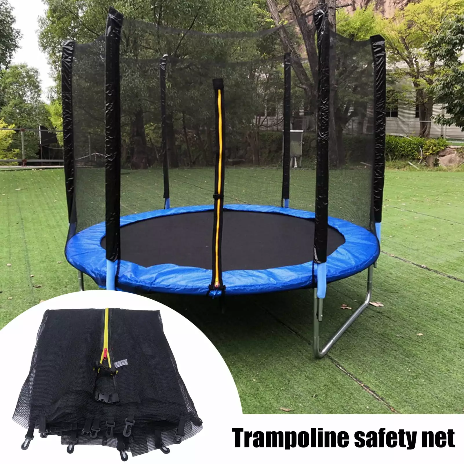 harmtty Trampoline Protective-Net High Durability Waterproof Nylon Round Trampoline Replacement Safety Enclosure-Net for Home.F