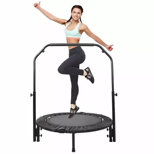 40 Exercise Trampoline. Adult Mini Trampoline . Portable Trampoline for Playground. Gym or Tight Spaces at Home. Black