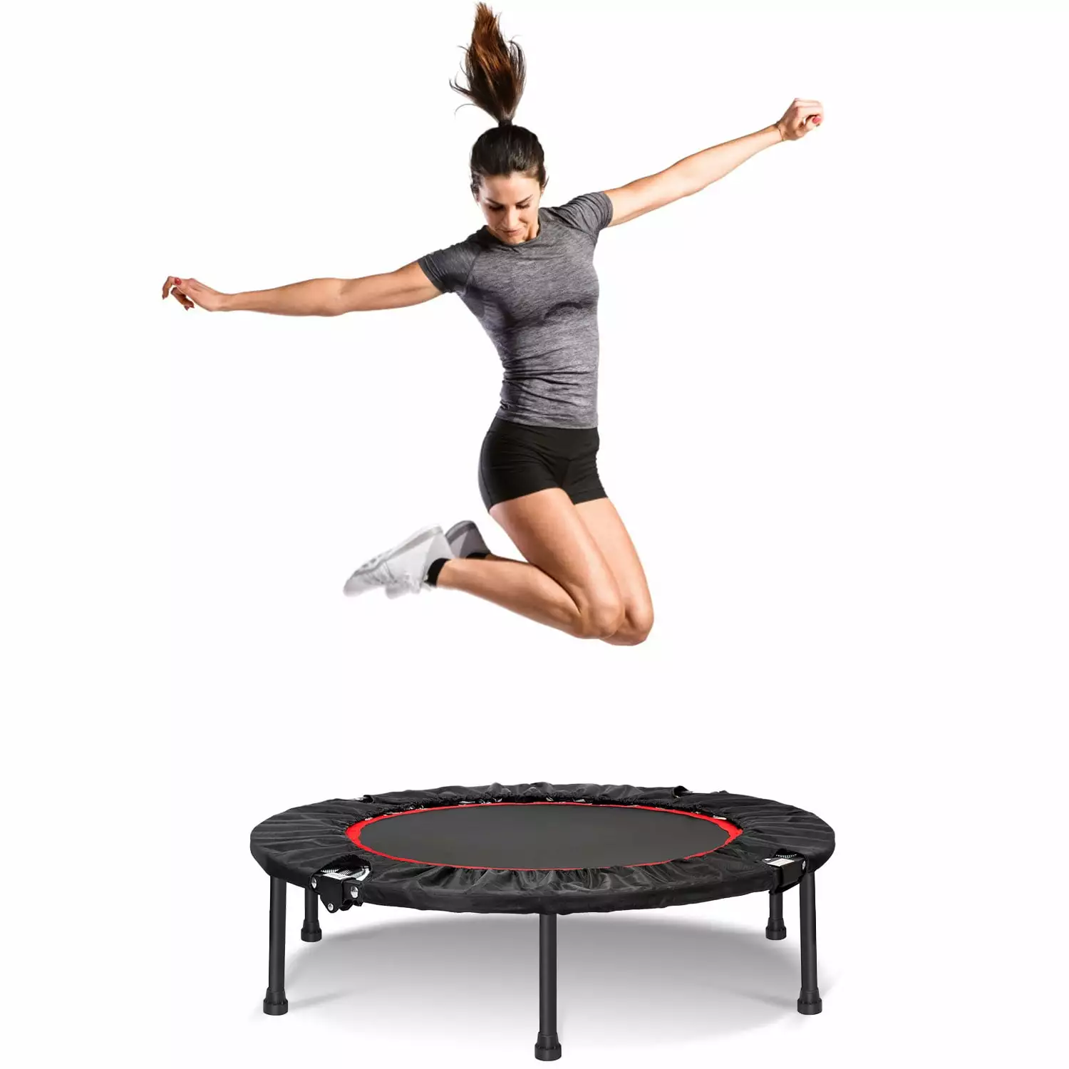 40 Portable Fitness Trampolines. Foldable Mini Trampoline for Adults and Kids with Safety & Anti-Skid Pads Exercise Rebounder. Recreational Jump Trampoline for Indoor&Outdoor. Max Load 330lbs