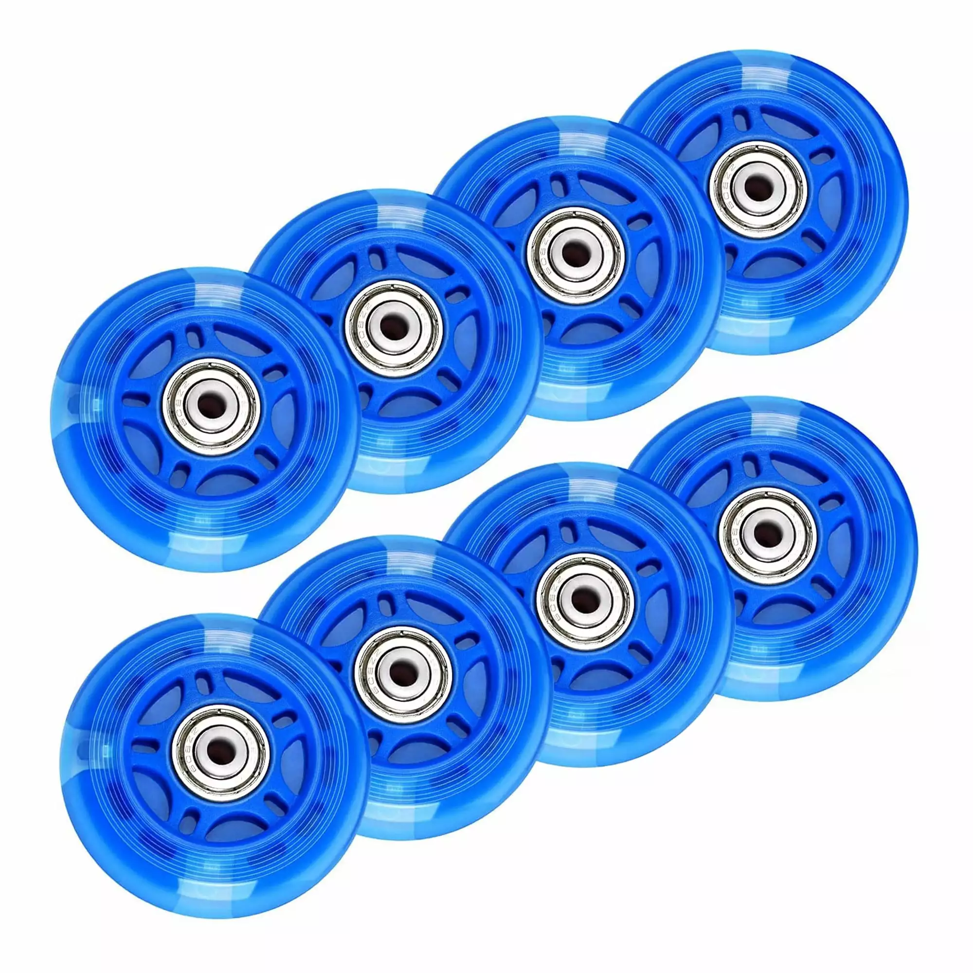 YasTant 64mm Silent Glowing Inline Skate Wheels - 8-Pack. 82A Durable Polyurethane for Smooth & Speedy Skating