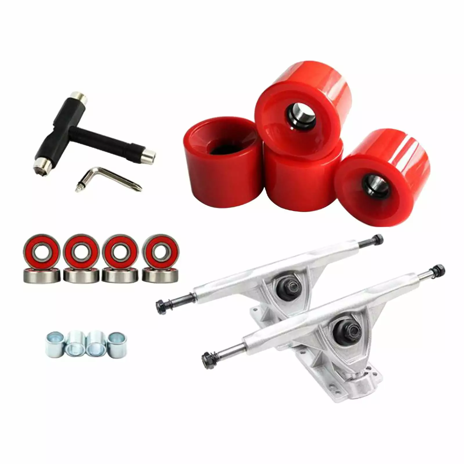 Alloy Skateboard Truck 7 inch ABEC-11 Bearing Longboard Skate Board Wheel Wrench Repair Assembly Assemble Component Parts Red