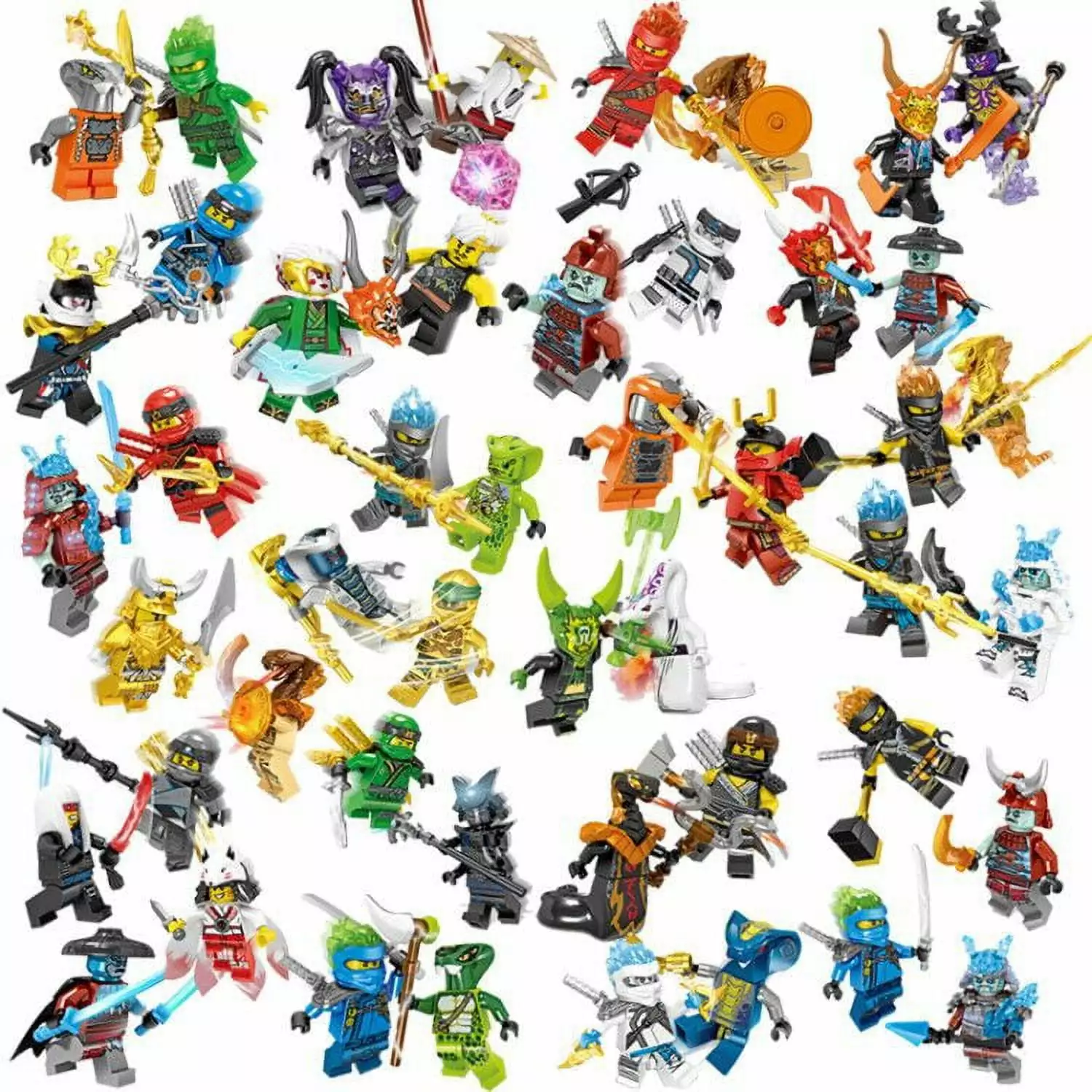 48 PCS Ninja Masters Action Figures Toy Set.Anime Ninja vs Basilisk with Weapons Building Blocks Kits.Cartoon Minifigures Toy. Gift for Boys and Fans