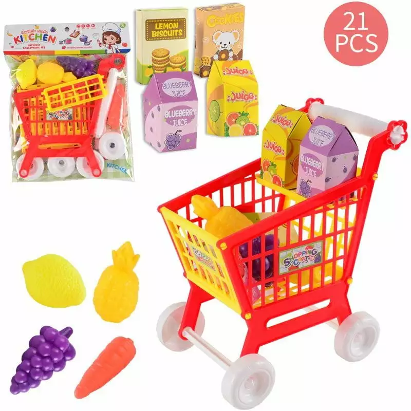 Valentines Day Gifts For Kids Shopping Cart Fruit And Vegetables Pretend To Play Children Kids Educational Toy Educational Montessori Toys For Kids Birthday Gifts For Kids