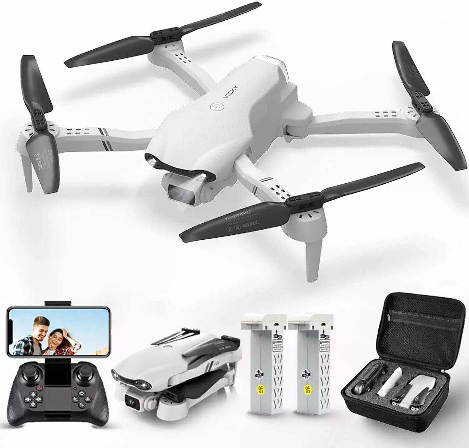 4DRC F10-1080P Wifi FPV Drone with 1080P HD Camera. Headless Mode/3D Flips. RC Quadcopter for Beginners Silver white