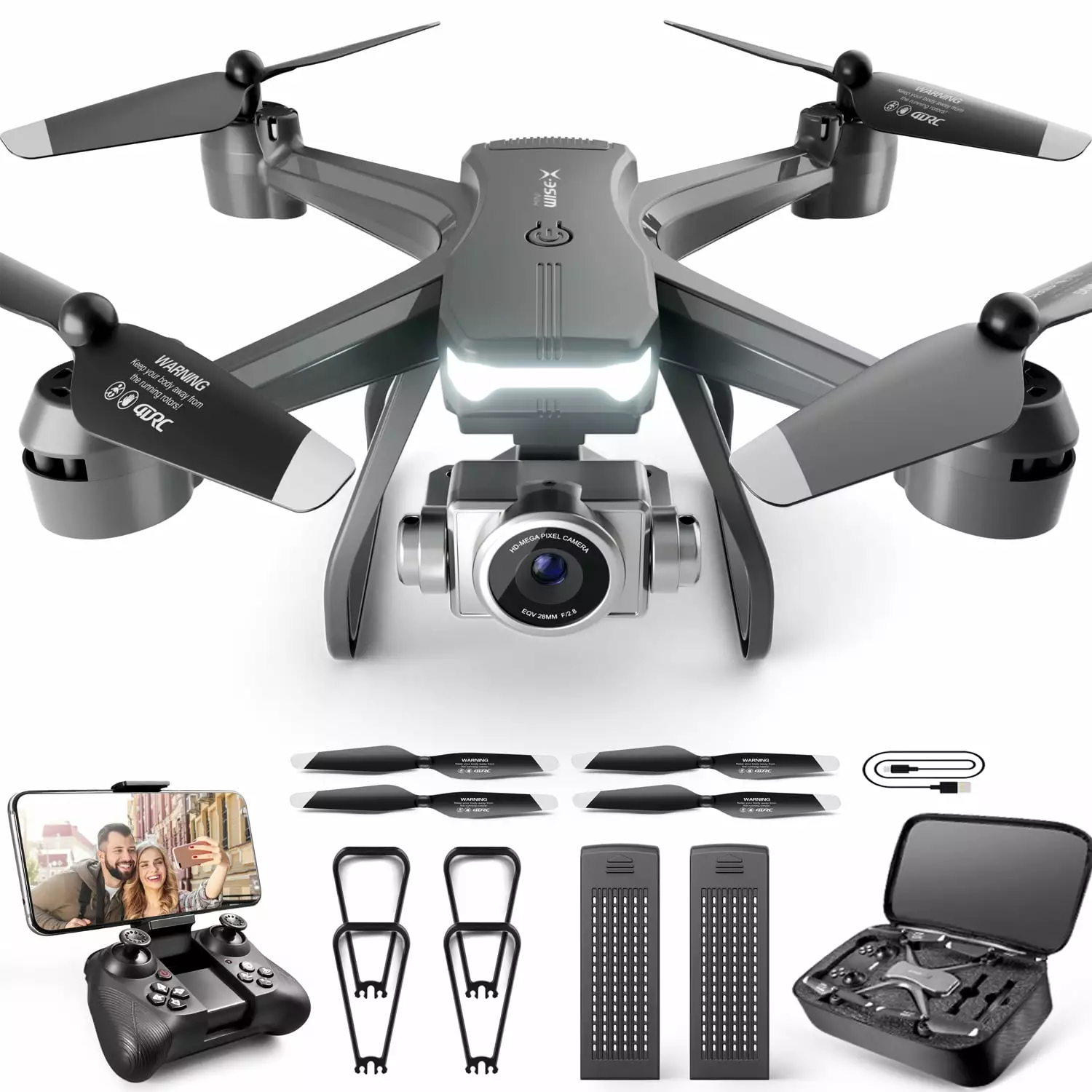 4DRC V14 Drone with 1080P HD Camera Live Video 120??Wide-Angle Wifi Altitude Hold. 3D Flip 2 Batteries Black