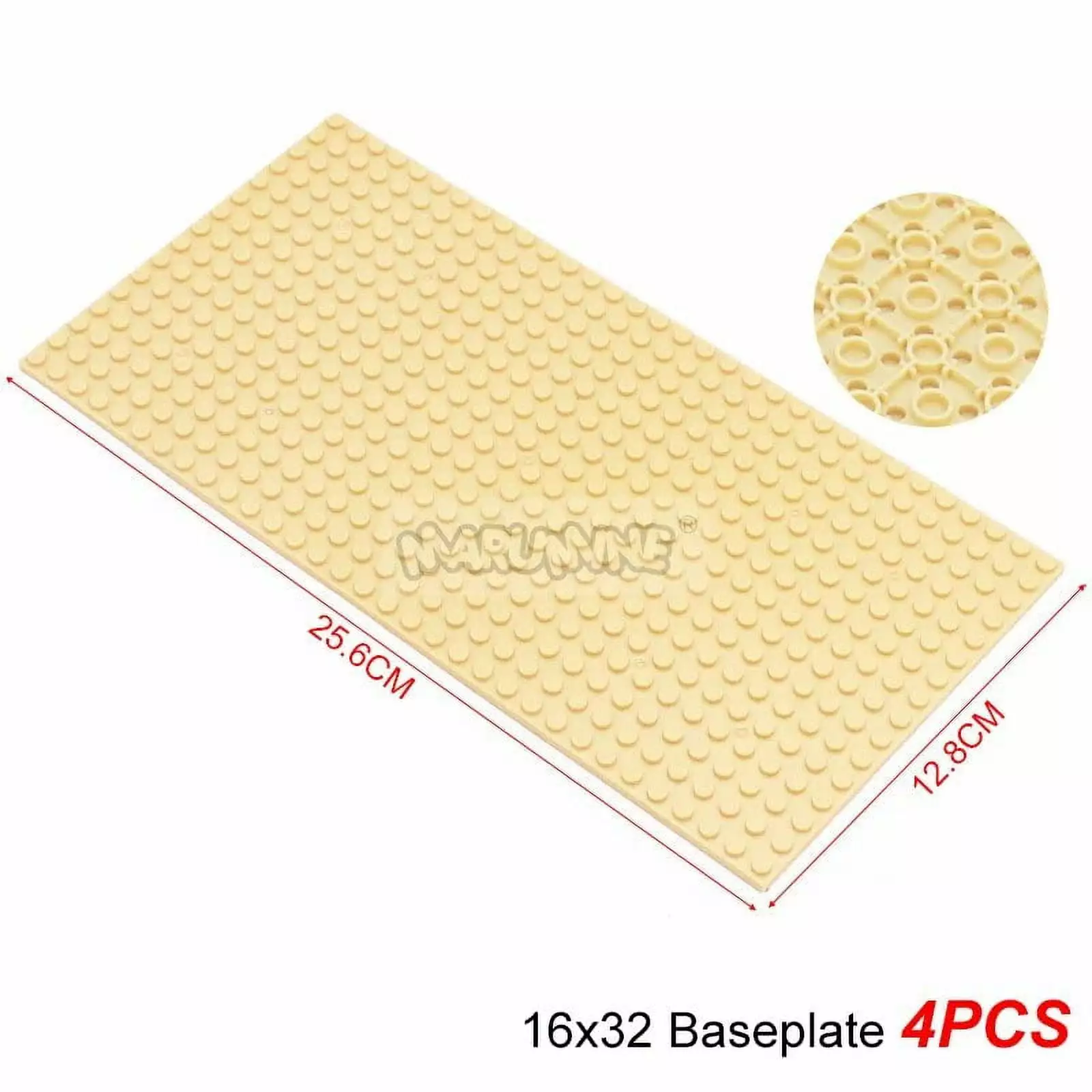 4PCS 16x32 Double Sided Baseplate 3857 Compatible Classic Building Block Accessories MOC Model Assembly Base Board Part 16x32 Tan