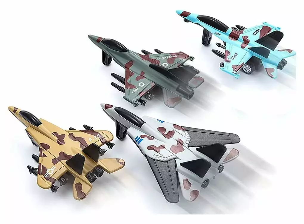 4PCS Diecast Fighter Jets Pullback Airplane Toys Military Plane Fighter Toys Alloy Mini Air Force Kids Playset Birthday Xmas Gifts for Boys and Girls