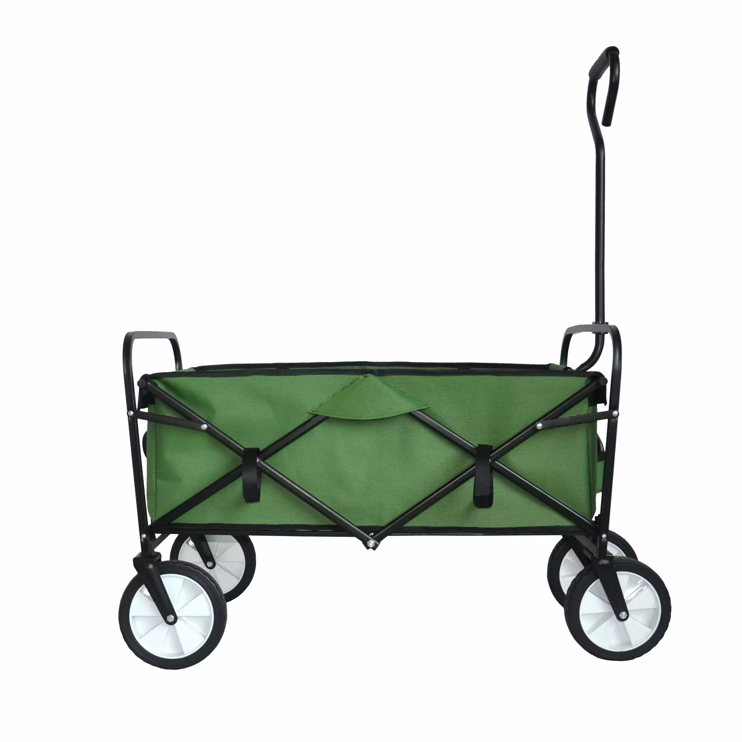 Branax Collapsible Wagon. Outdoor Garden Utility Wagon with Push Bar. Heavy Duty Cart Foldable Wagon for Sports. Shopping. Camping (Green)