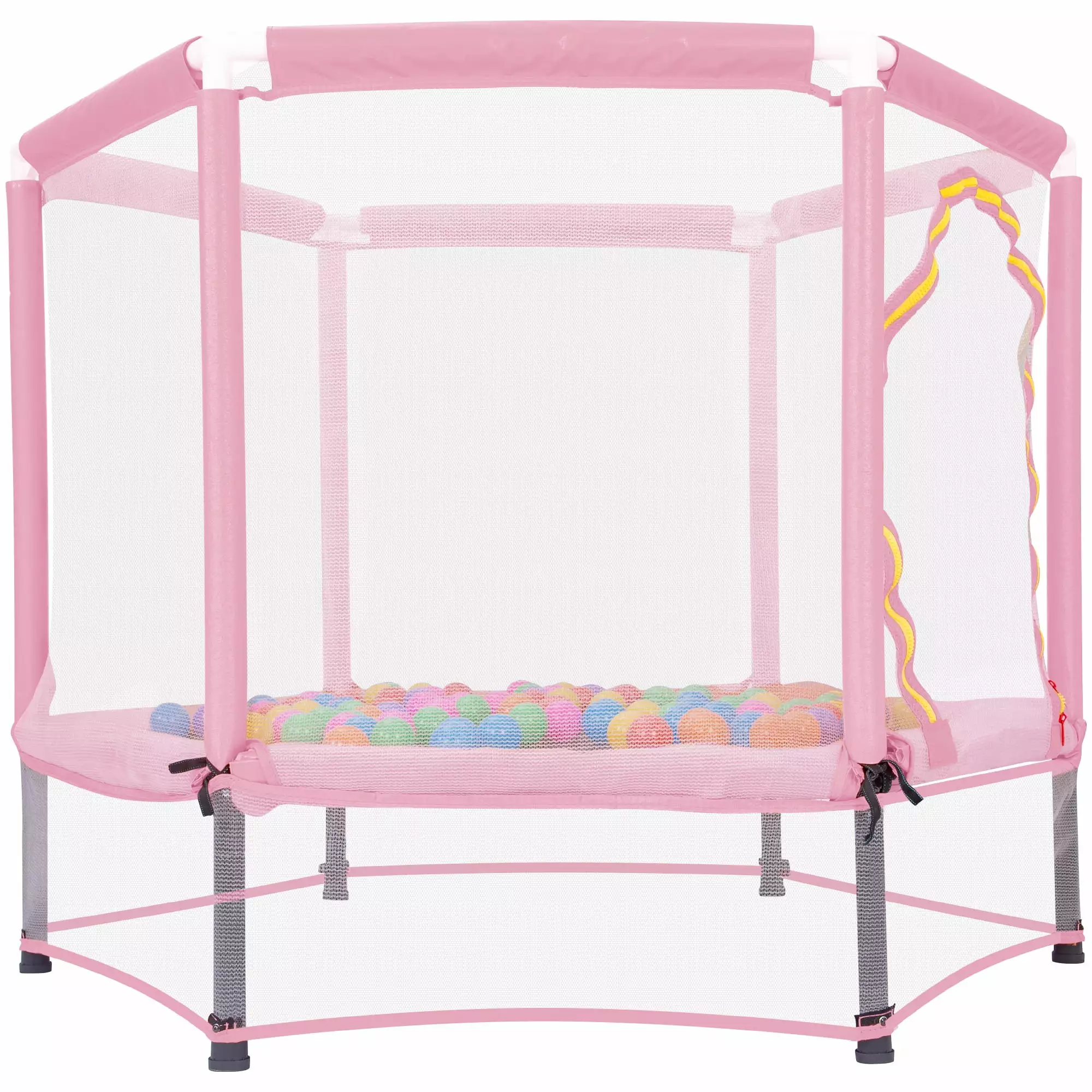 55'' Toddler Trampoline for Kids. SEGMART Kids Trampoline with Enclosure Net and Balls. Indoor Outdoor Mini Small Trampoline Birthday Gifts for Boy and Girls Age 3 Months and up. Pink