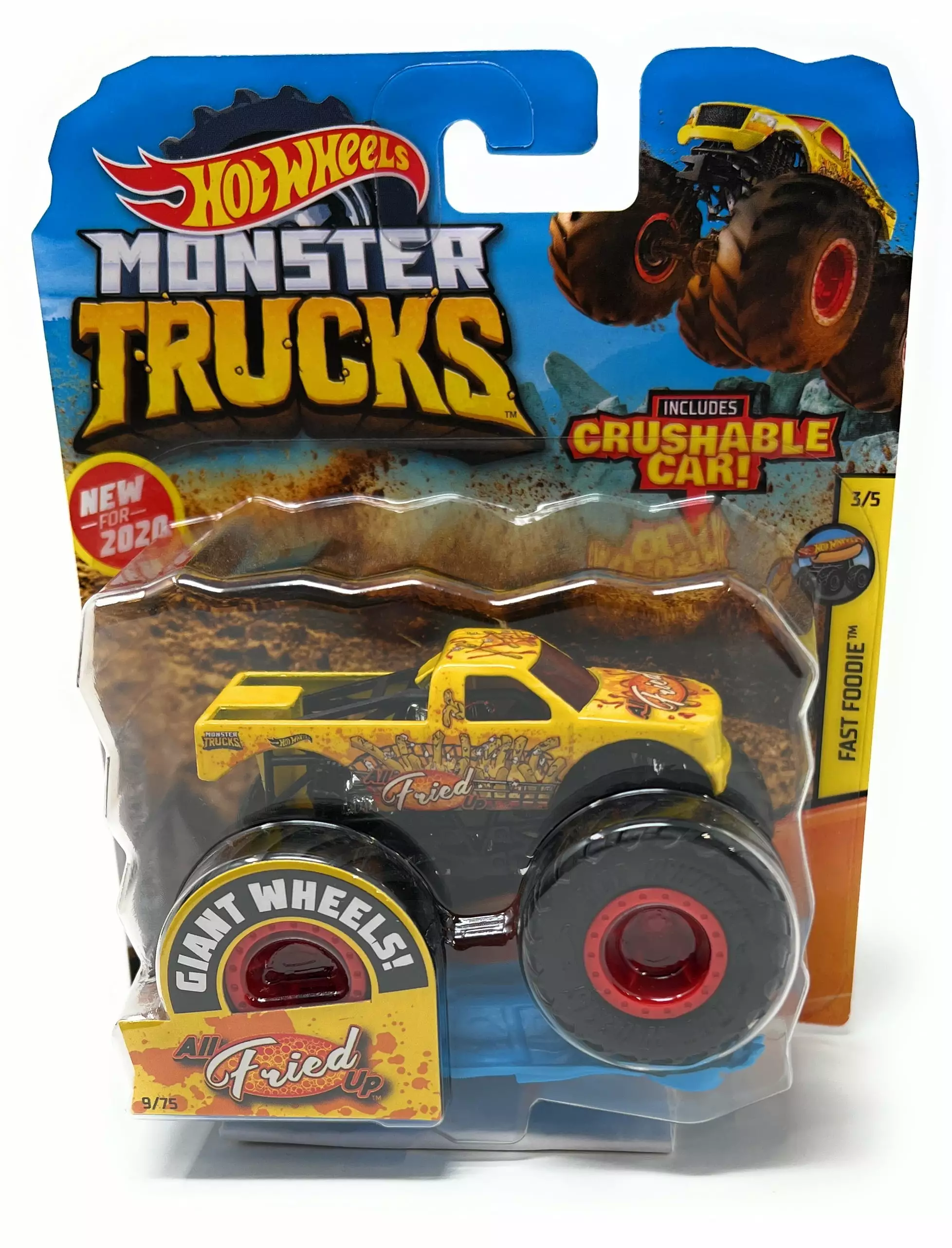 Hot Wheels Monster Truck All Fried Up Fast Foodie 3/5 1:64 Scale Die-Cast includes Cushable Car for Kids age 3 - 8 Years Old. Collectible Toy Truck with BIG Wheels for Crashing and Smashing