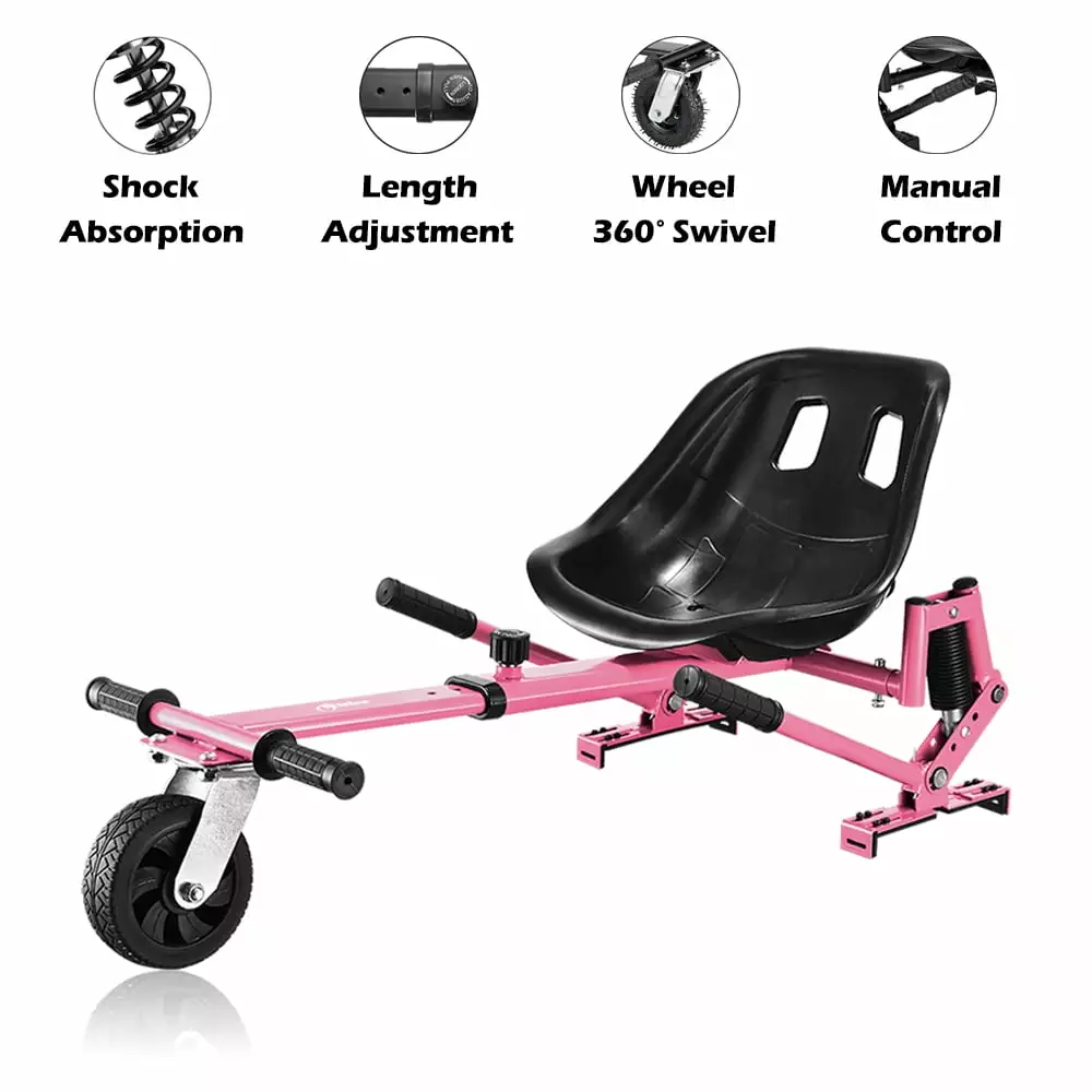 Hoverboard go kart. hoverboard carts. seat Attachment for 6.5-10 Hoverboards. go kart conversion kit. Accessory for self Balancing Scooter. Pink