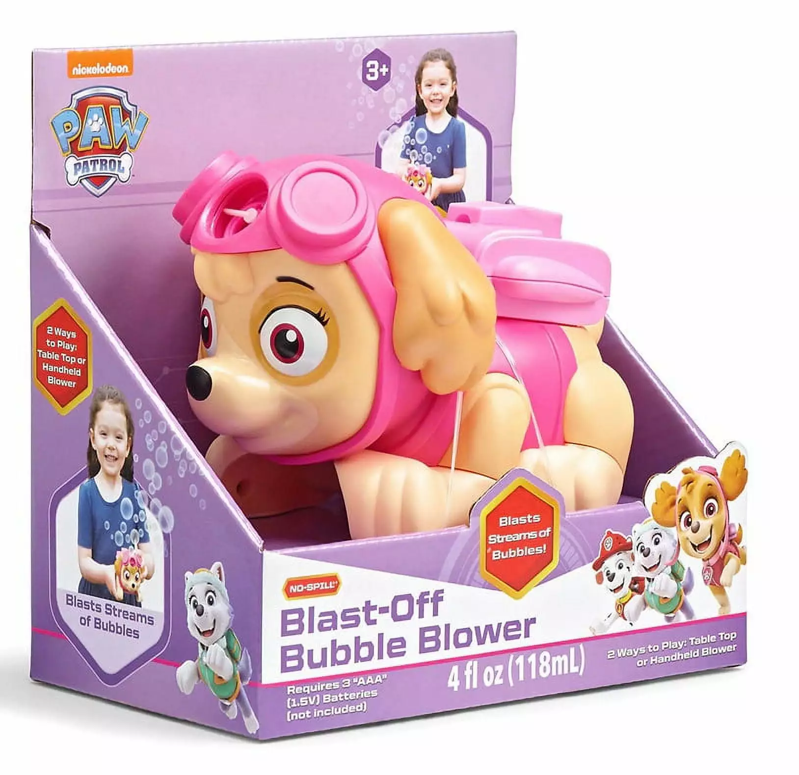 6.5 Inch Paw Patrol Skye Blast-Off Bubble Blower Machine with Fubble Bubble Solution