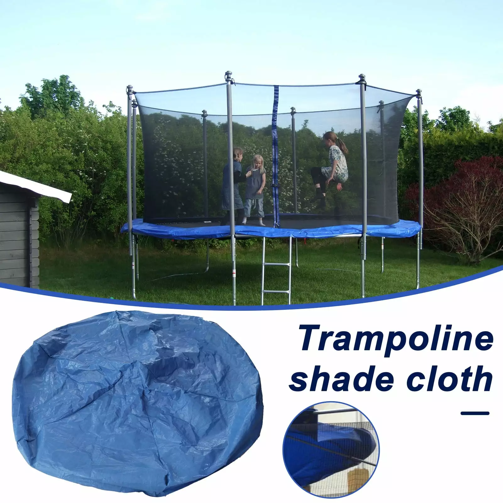 6/8/10-Feet Trampoline Sunshade Cover UV Resistant Waterproof Weather-resistant Outdoor Courtyard Universal 6 Poles Trampoline Canopy Sun Protection Top Cover