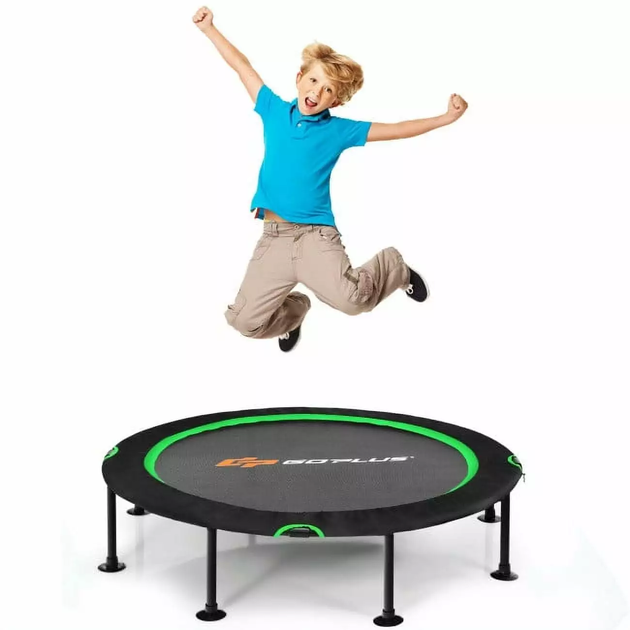 47 Inch Folding Trampoline with Safety Pad of Kids and Adults for Fitness Exercise (green)