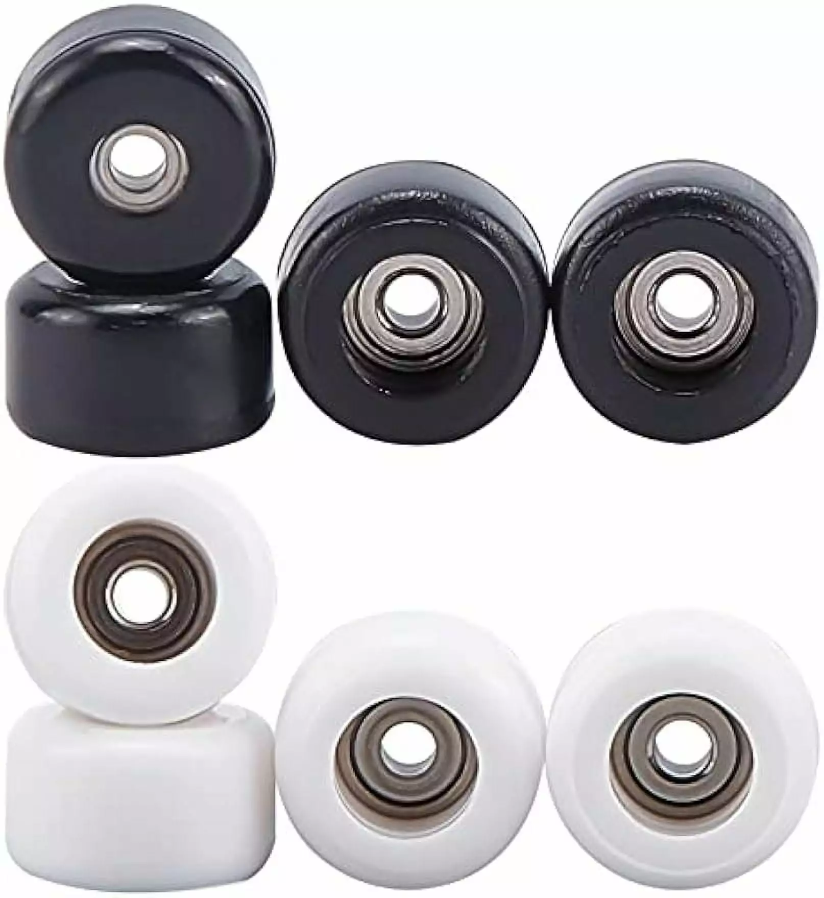 8pcs Polyurethane Fingerboard Bearing Wheels Black/White Fingerboard CNC Lathed Bearing Wheels Mini Skateboard CNC Bearing Wheels