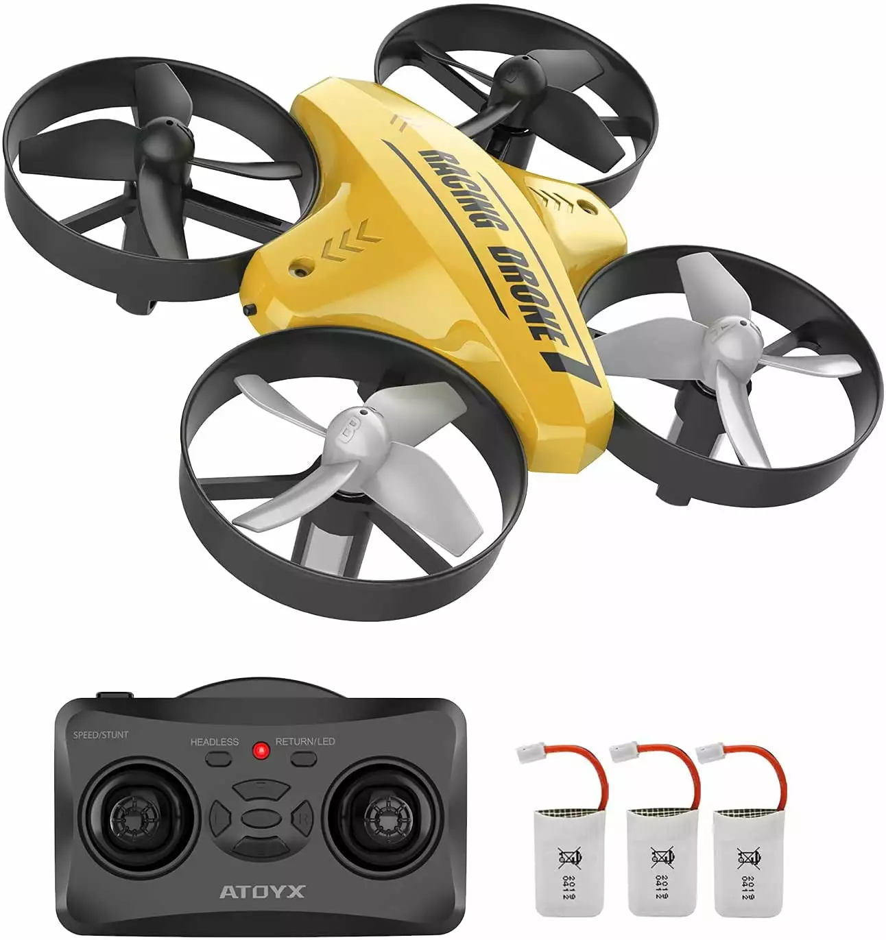 ATOYX Mini Drone for Kids with LED Lights-RC Quadcopter for Beginners Indoor Helicopter Plane with 3D Flip. Auto Hovering. Headless Mode. 3 Batteries. Best Gift Toy for Boys & Girls.Yellow