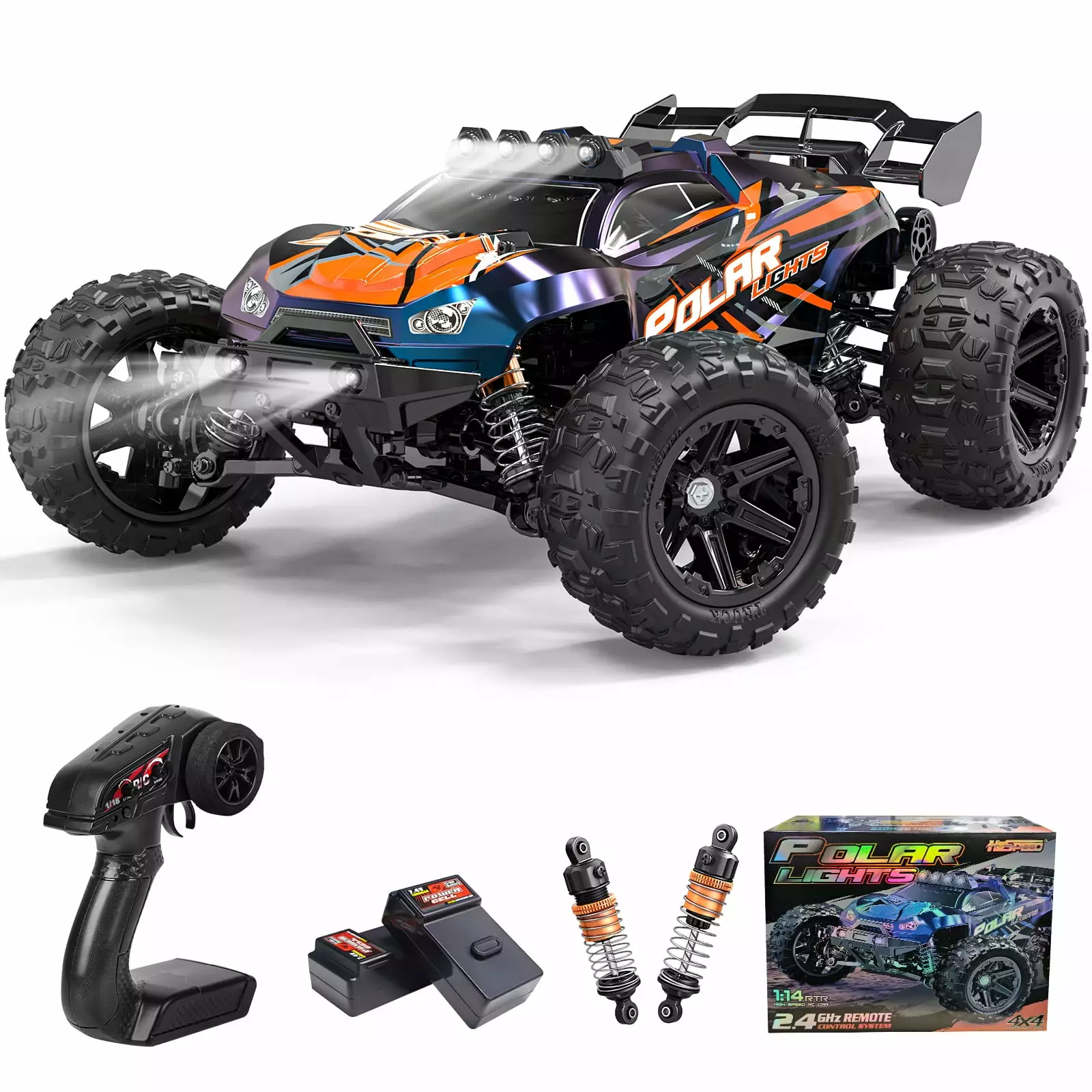 AUOSHI Fast RC Cars for Adults 60KM/H All Terrain High-Speed & off-Road Remote Control Car . 4WD 1:14 Scale RC Truck with 70 Min Runtime. 2 Batteries Gifts Toys for Kids Purple