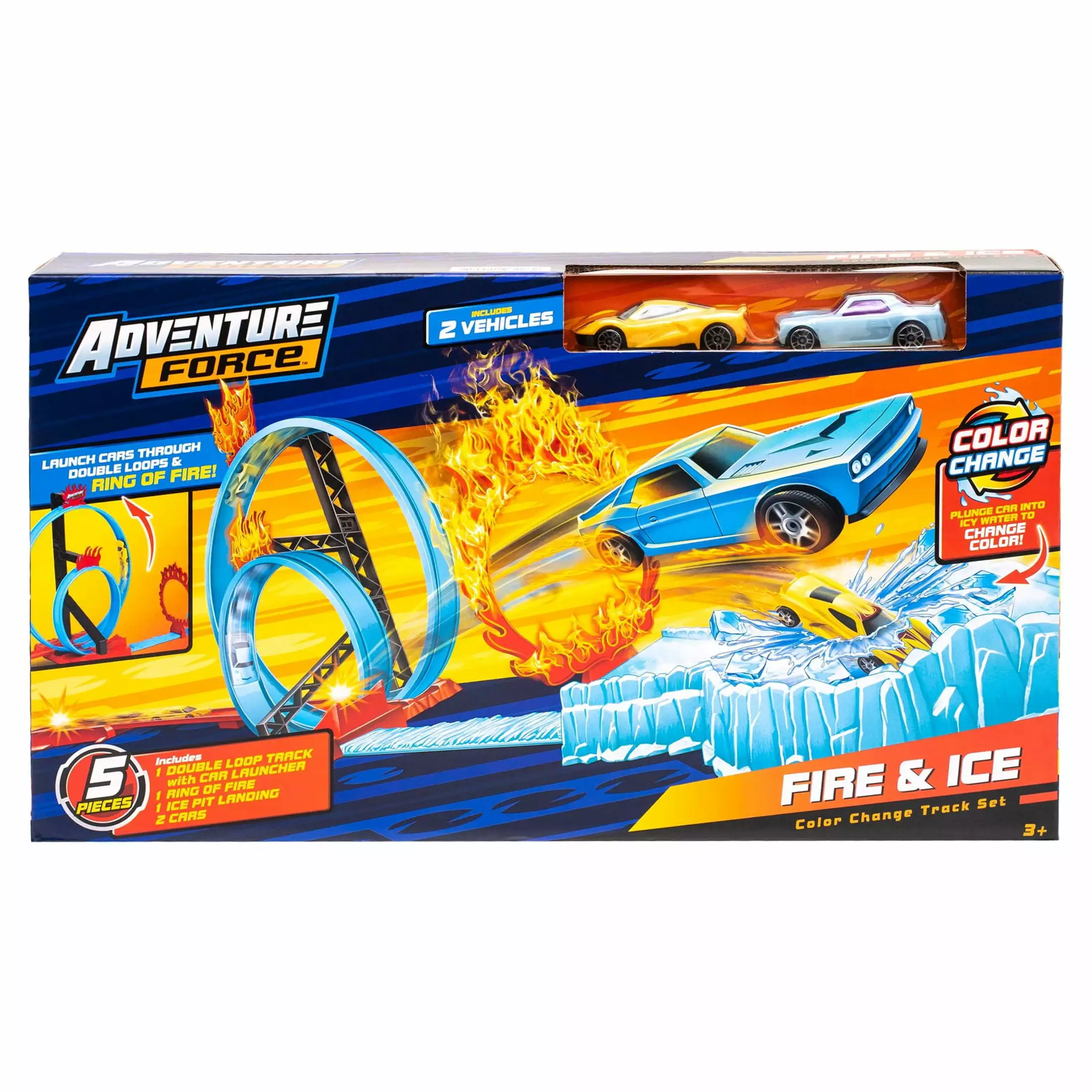 Adventure Force Fire and Ice. Color Change Track Set. Includes 2 Cars. Children Ages 3+