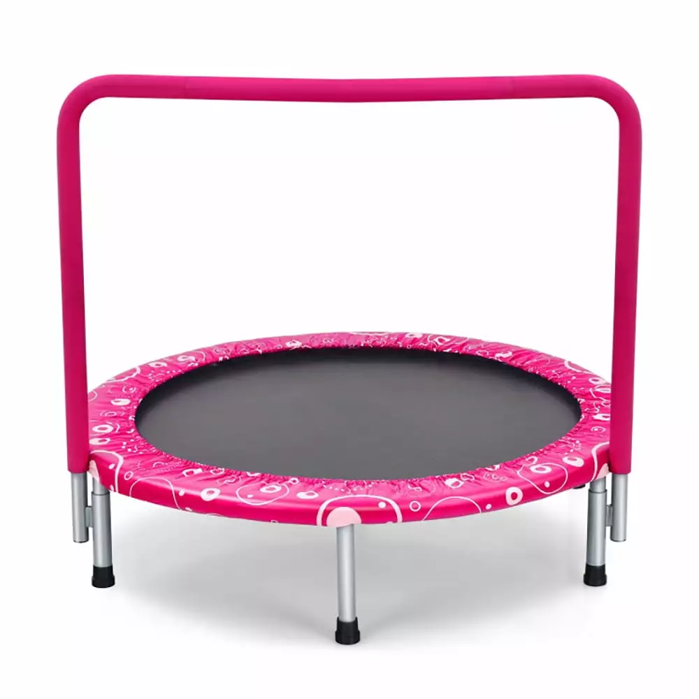 Aimee Lii 36 Inch Kids Trampoline Mini Rebounder with Full Covered Handrail. Outdoor Kids Trampoline. Pink