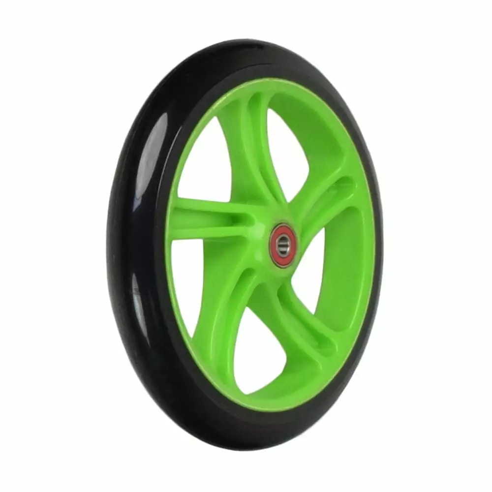 AlveyTech 200 mm Black Wheel Green Hub for Razor A5/Carbon Lux. Stiga - Replacement Kid Scooter Part