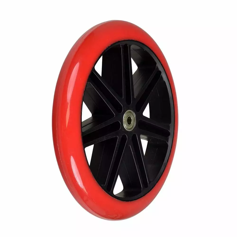 AlveyTech 200 mm Red Wheel Black Hub for Razor A5 Lux and Carbon Lux. Replacement Kick Scooter Parts