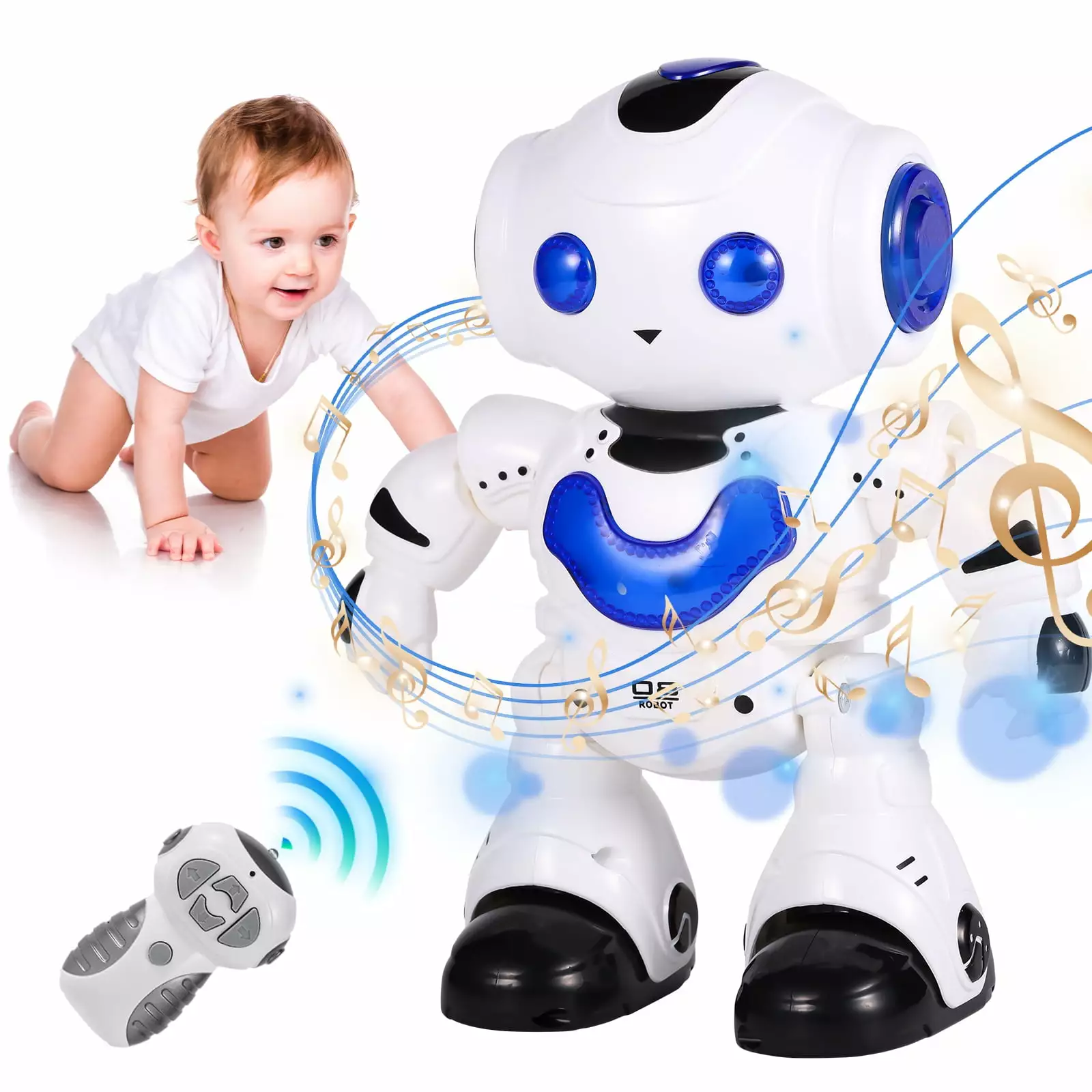 Ant Class Walking Dancing Robot Toys for Kids. RC Robot with LED Lights & Music. Smart Interactive Electronic Robot Toy for Toddler Boys Girls.606-2