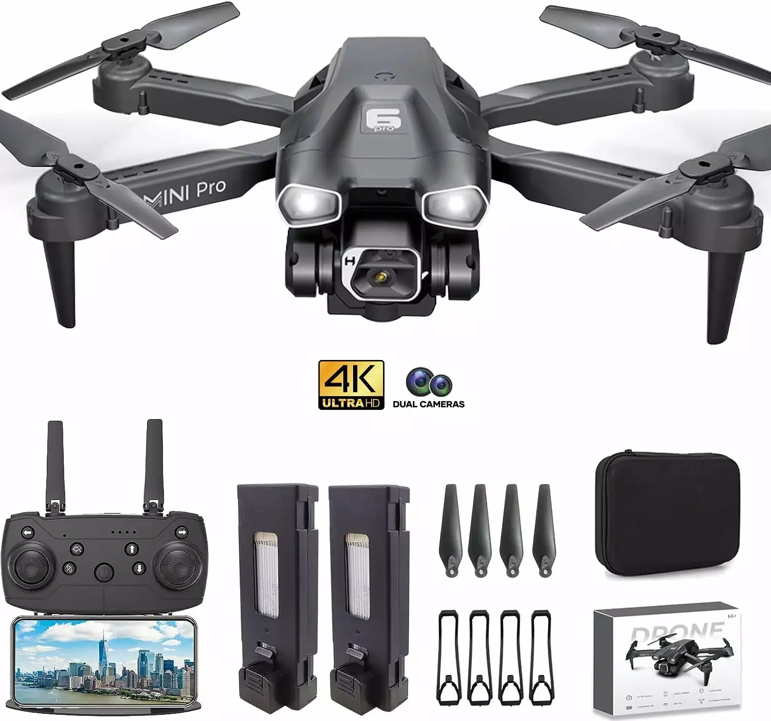 BEEPRINCESS Drone with Camera for Adults Kids. Dual 4K HD Mini FPV RC Quadcopter for Kids Beginners