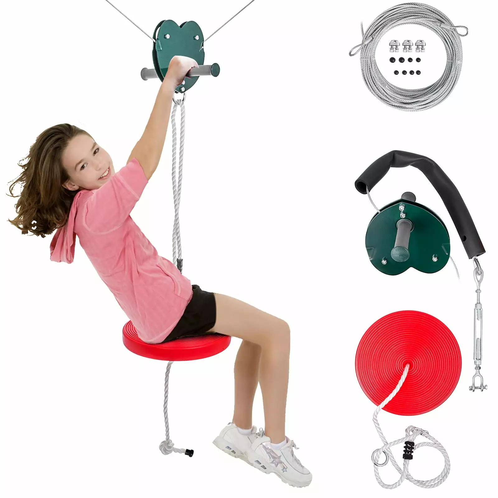 BENTISM Seated Zipline Kit - 100 feet - Outdoor Fun Toys