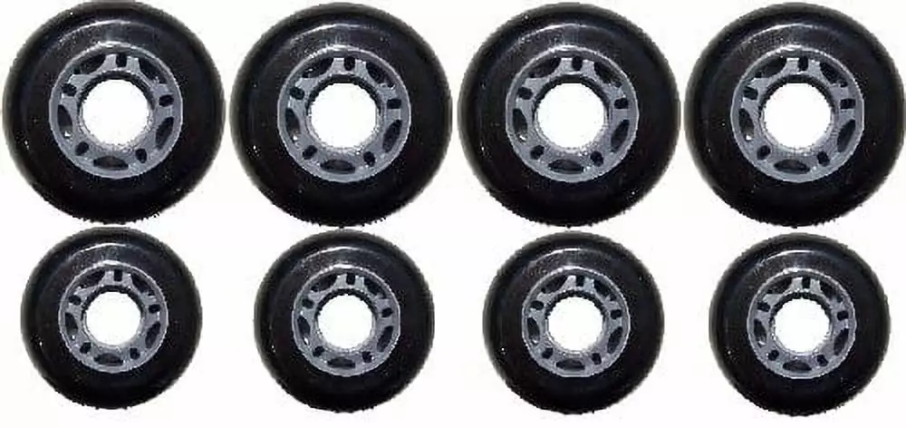 BLACK Inline Skate Wheels HiLo Set 72/80mm 82a OUTDOOR