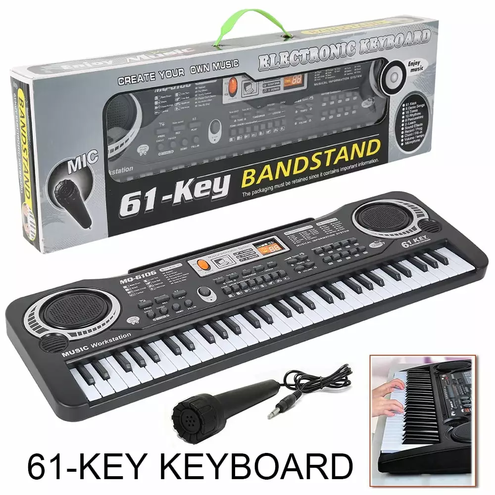 BUTORY 61 Keys Keyboard Piano. Electronic Digital Piano with Built-In Speaker Microphone.Portable Keyboard Gift Teaching for Beginners Children Musical Instrument