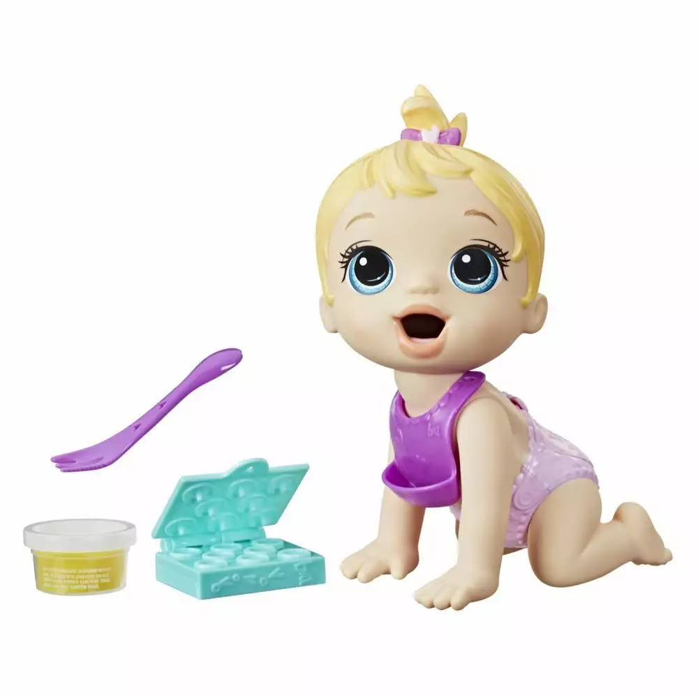 Baby Alive Lil Snacks Doll. Eats and Poops. 8-inch Baby Doll with Snack Mold. Toy for Kids Ages 3 and Up. Blonde Hair