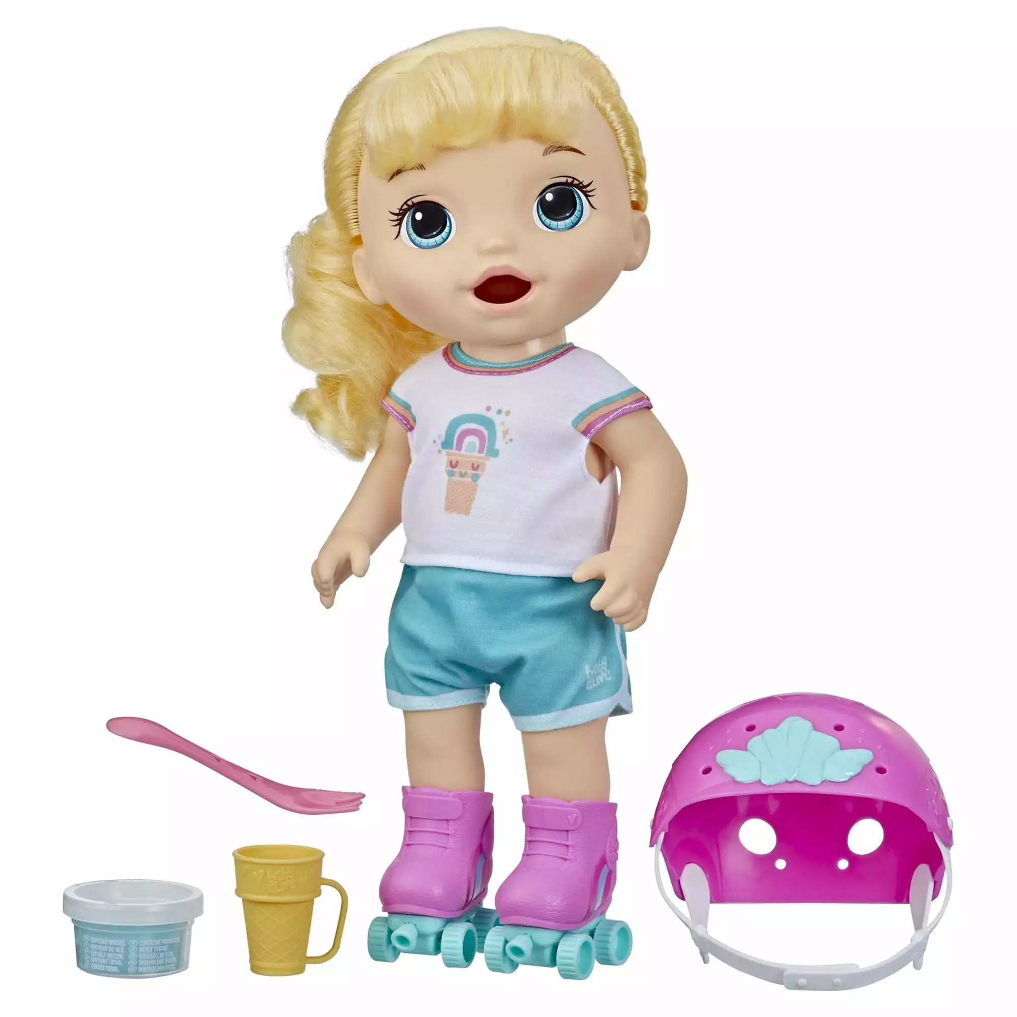 Baby Alive: Roller Skate Baby 12-Inch Doll Blonde Hair. Blue Eyes Kids Toy for Boys and Girls. Only At Walmart