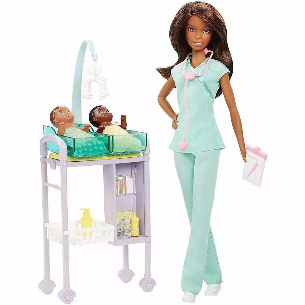 Barbie Careers Baby Doctor Nikki Doll. Brunette. with 2-Patients